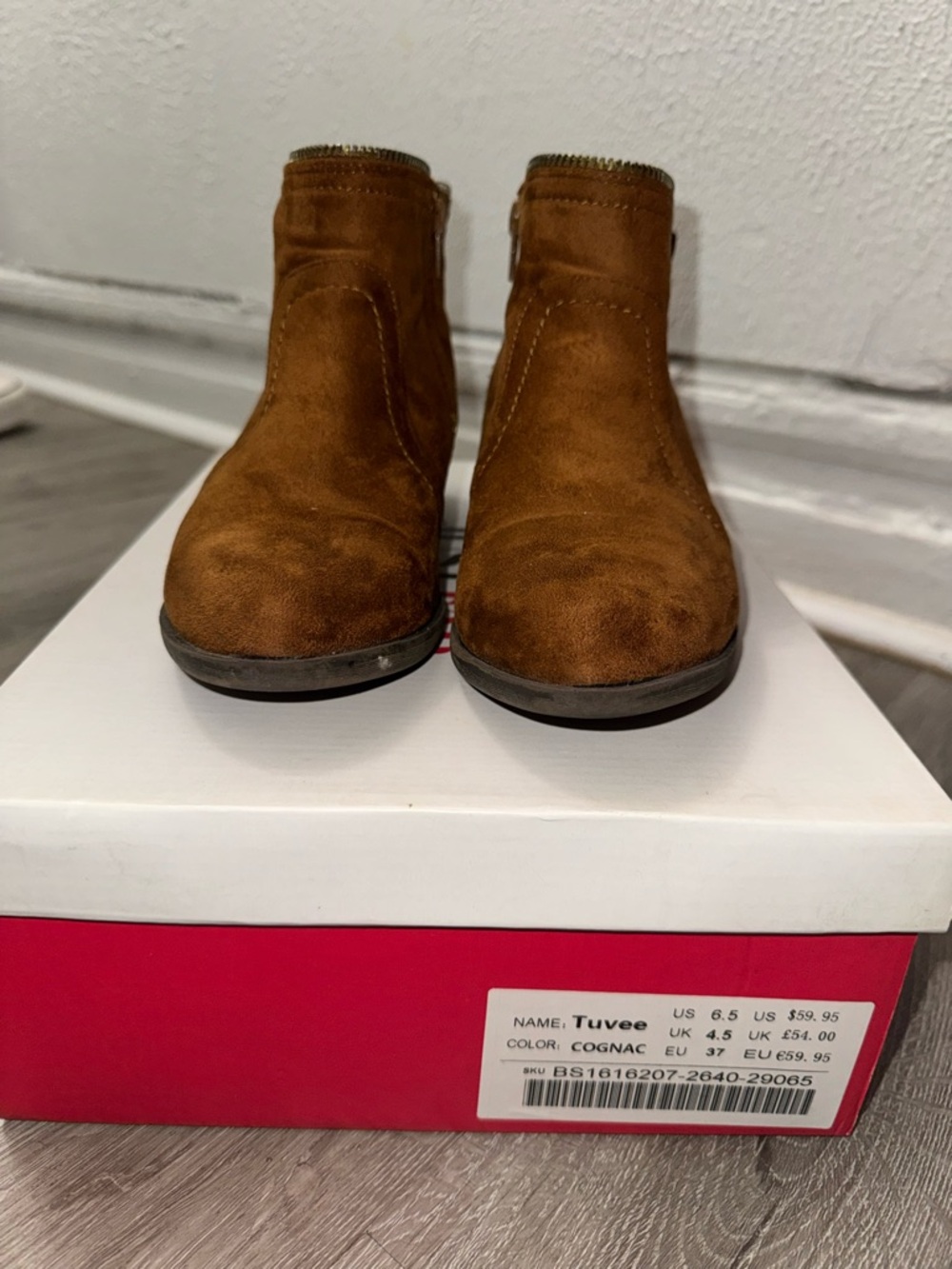 JustFab Brown Suede Ankle Booties - Picture 5 of 7